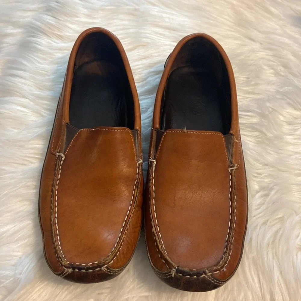 Buffalo Jackson Brown Bison Leather Driving Shoes Loafers Mens Sz 9